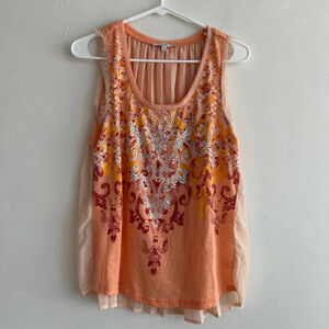 Miss Me Tank Top, Size S, Peach Orange